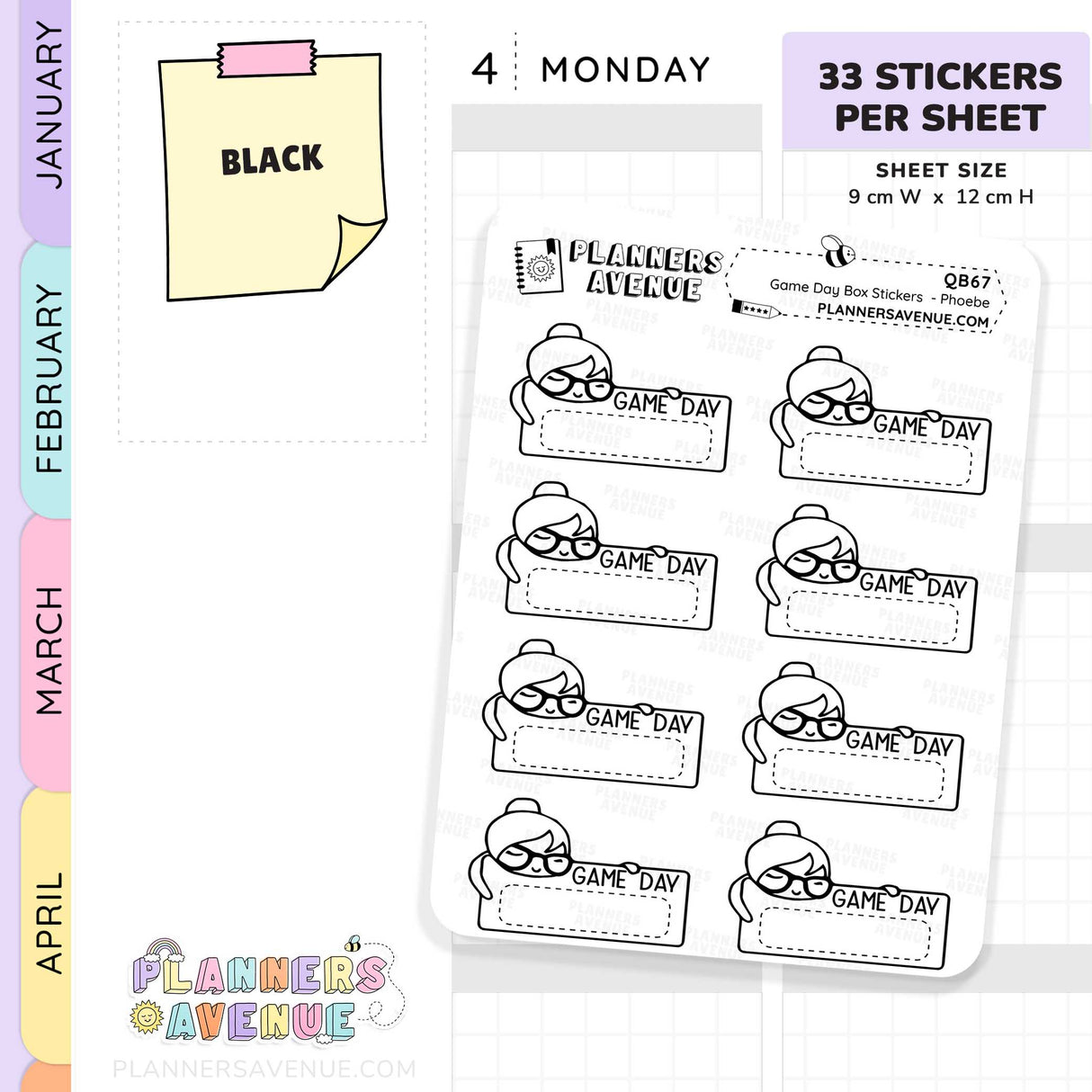 Game Day Quarter Box Stickers