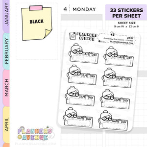 Game Day Quarter Box Stickers