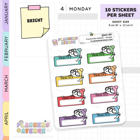 Practice Quarter Box Stickers