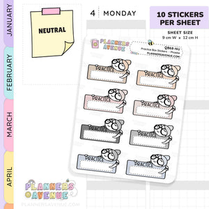 Practice Quarter Box Stickers