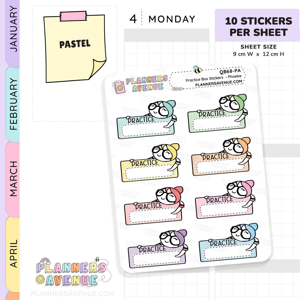 Practice Quarter Box Stickers