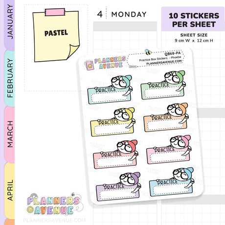 Practice Quarter Box Stickers