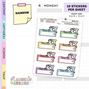 Practice Quarter Box Stickers
