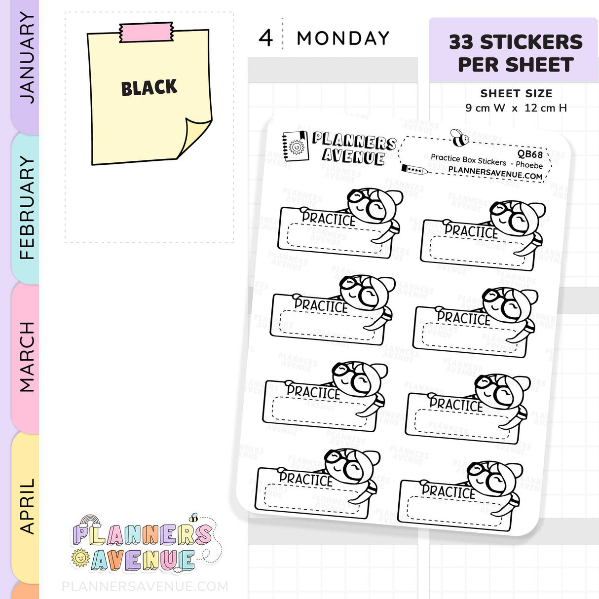 Practice Quarter Box Stickers