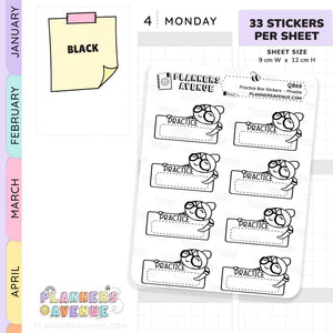Practice Quarter Box Stickers