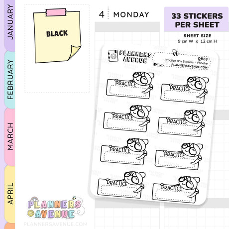 Practice Quarter Box Stickers