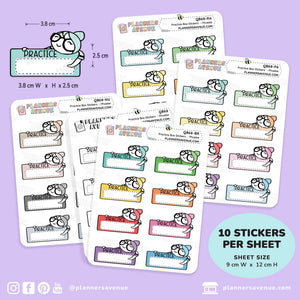 Practice Quarter Box Stickers
