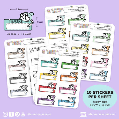 Practice Quarter Box Stickers