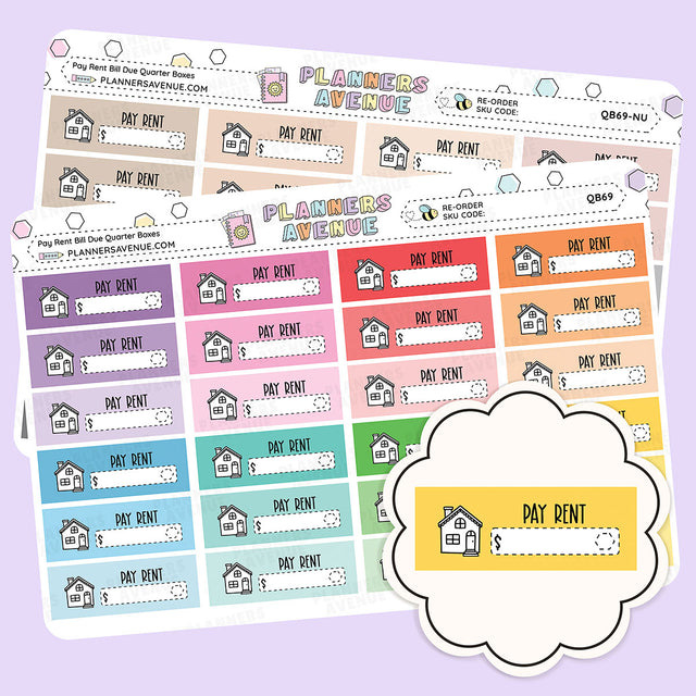 Pay Rent Quarter Box Stickers