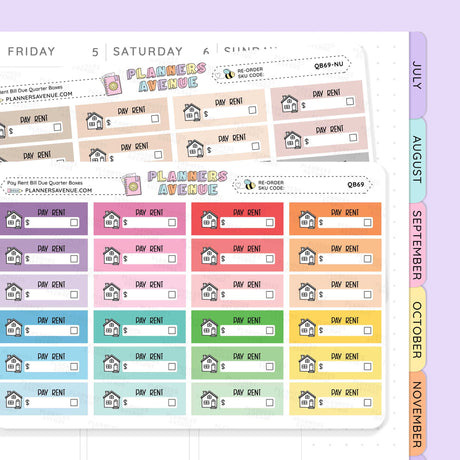Pay Rent Quarter Box Stickers