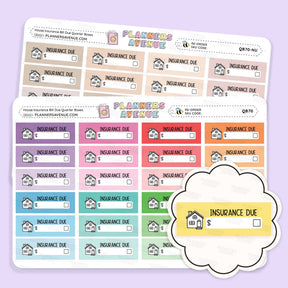 House Insurance Bill Due Quarter Box Stickers