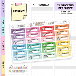 House Insurance Bill Due Quarter Box Stickers