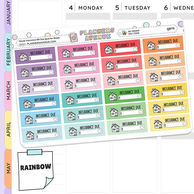 House Insurance Bill Due Quarter Box Stickers