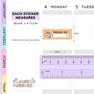 Mortgage Bill Due Quarter Box Stickers