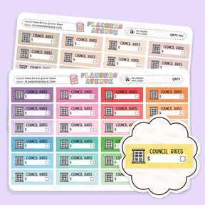 Rates Bill Due Quarter Box Stickers