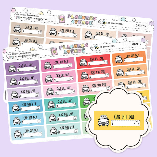 Car Rego Insurance Bill Due Quarter Box Stickers