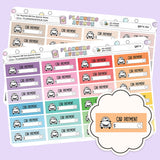 Car Payment Quarter Box Stickers