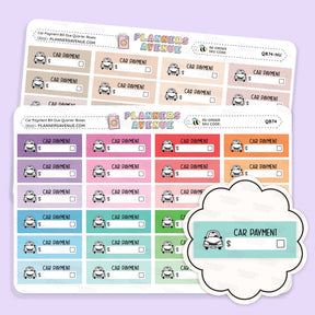 Car Payment Quarter Box Stickers
