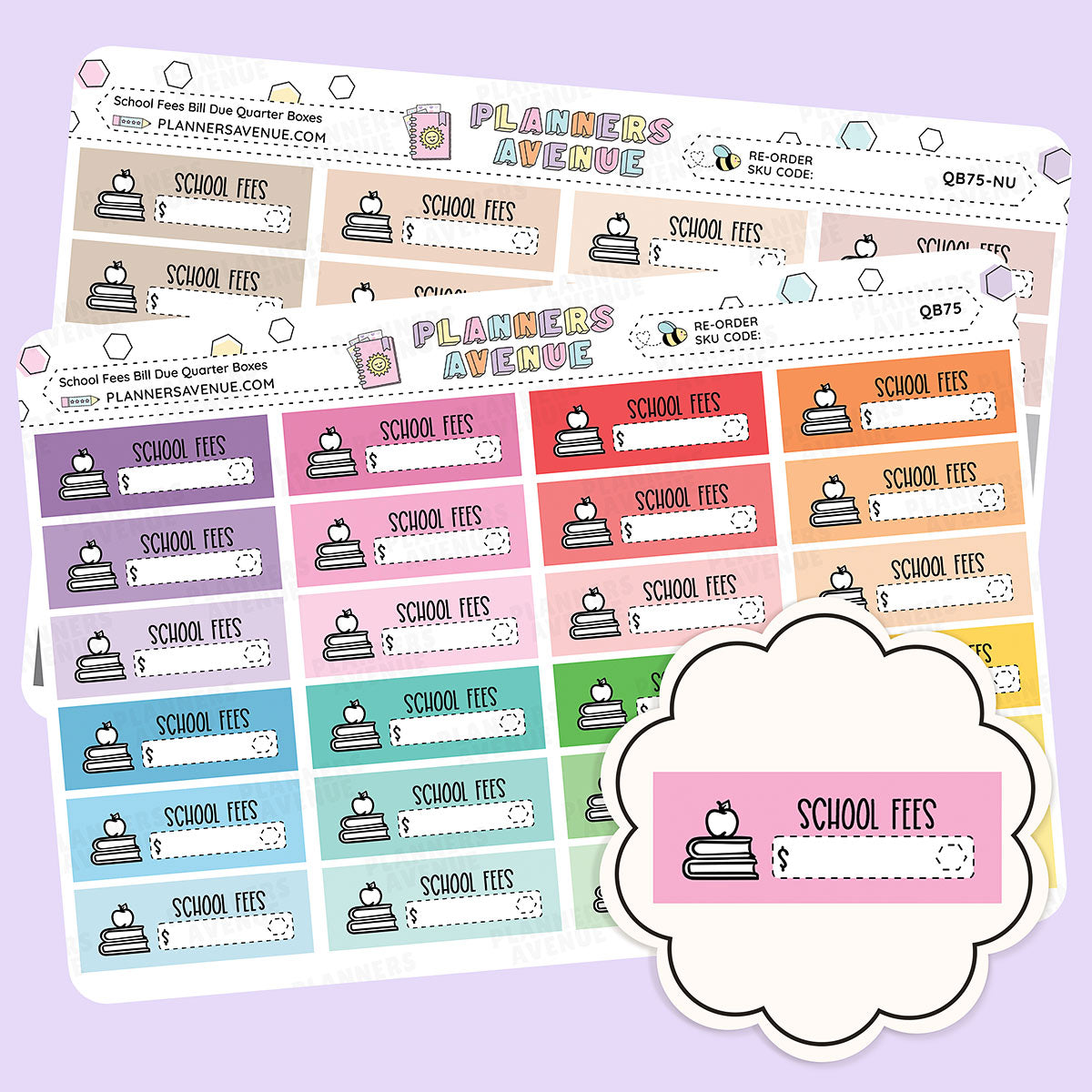 School Fees Bill Due Quarter Box Stickers