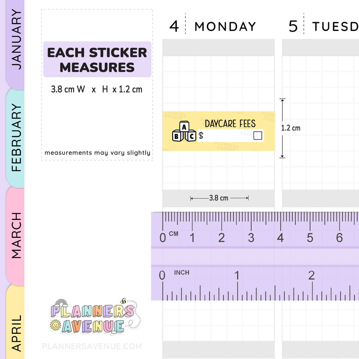 Daycare Fees Bill Due Quarter Box Stickers