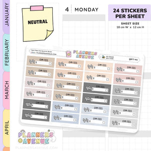 Gym Fees Bill Due Quarter Box Stickers