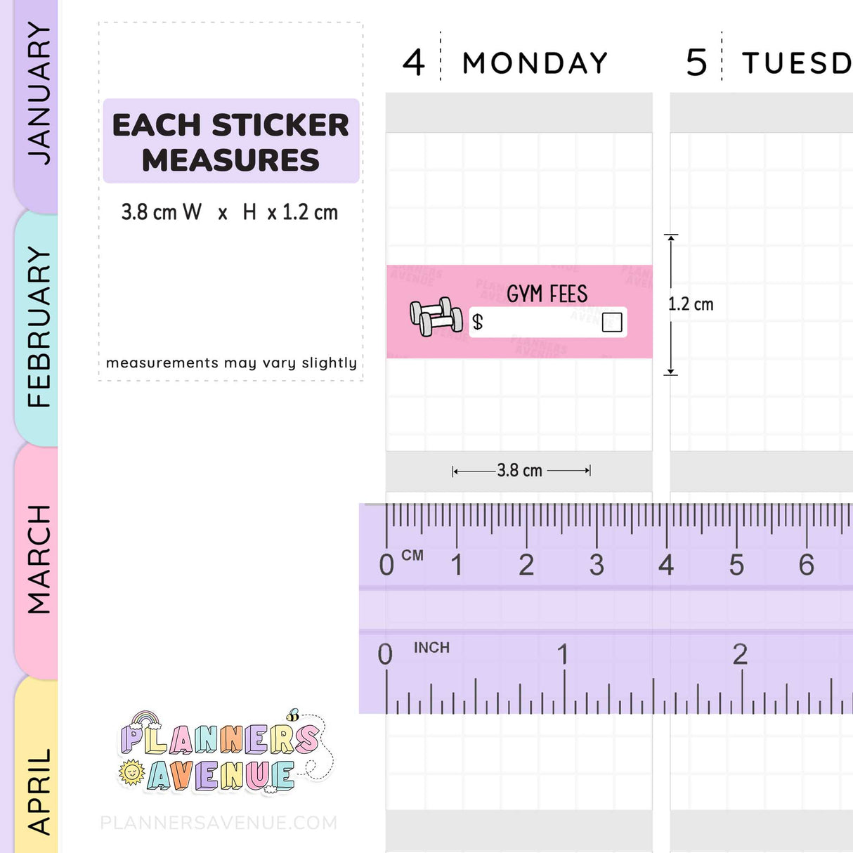 Gym Fees Bill Due Quarter Box Stickers