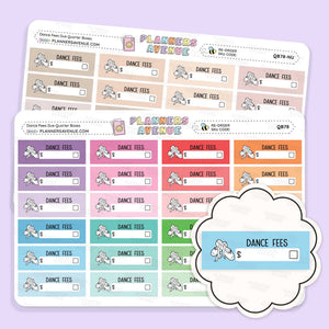 Dance Fees Due Quarter Box Stickers