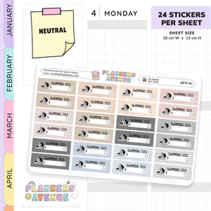 Swimming Lessons Fees Due Quarter Box Stickers