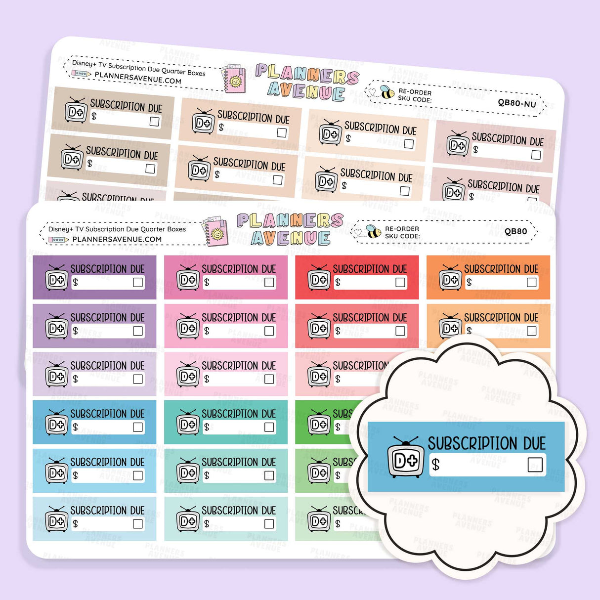 Disney Plus Bill Due Quarter Box Stickers