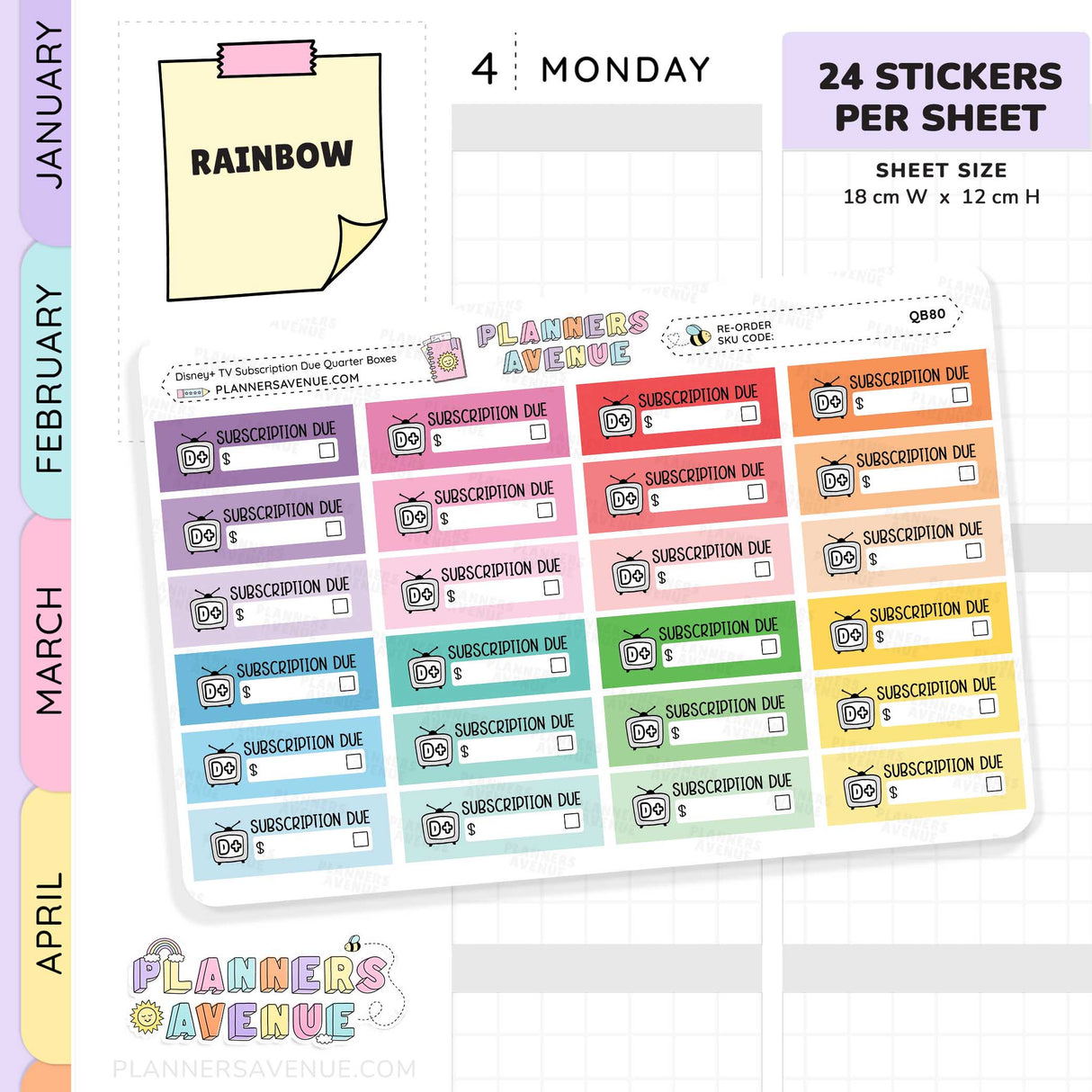 Disney Plus Bill Due Quarter Box Stickers