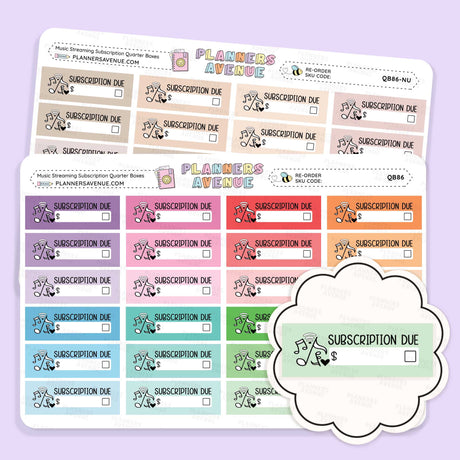 Music Streaming Bill Due Quarter Box Stickers