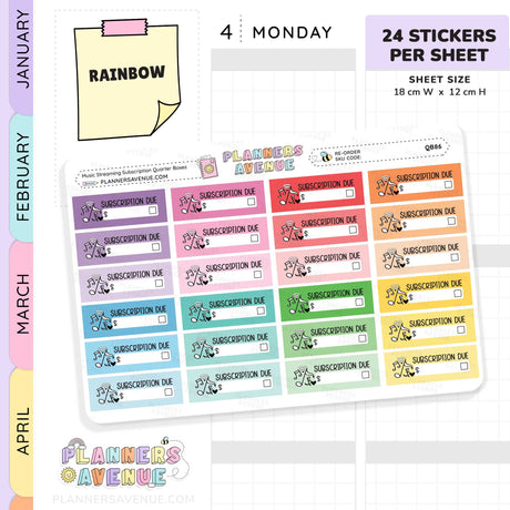 Music Streaming Bill Due Quarter Box Stickers
