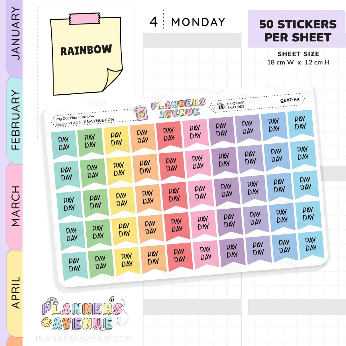 Pay Day Flag Planner Stickers