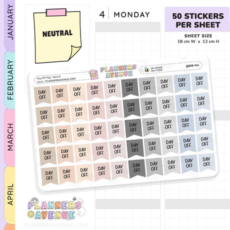 Day Off Flag Planner Stickers