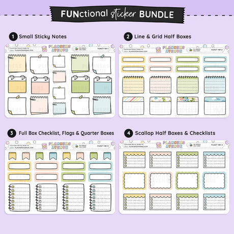 Sticky Notes and Box Functional Planner Stickers