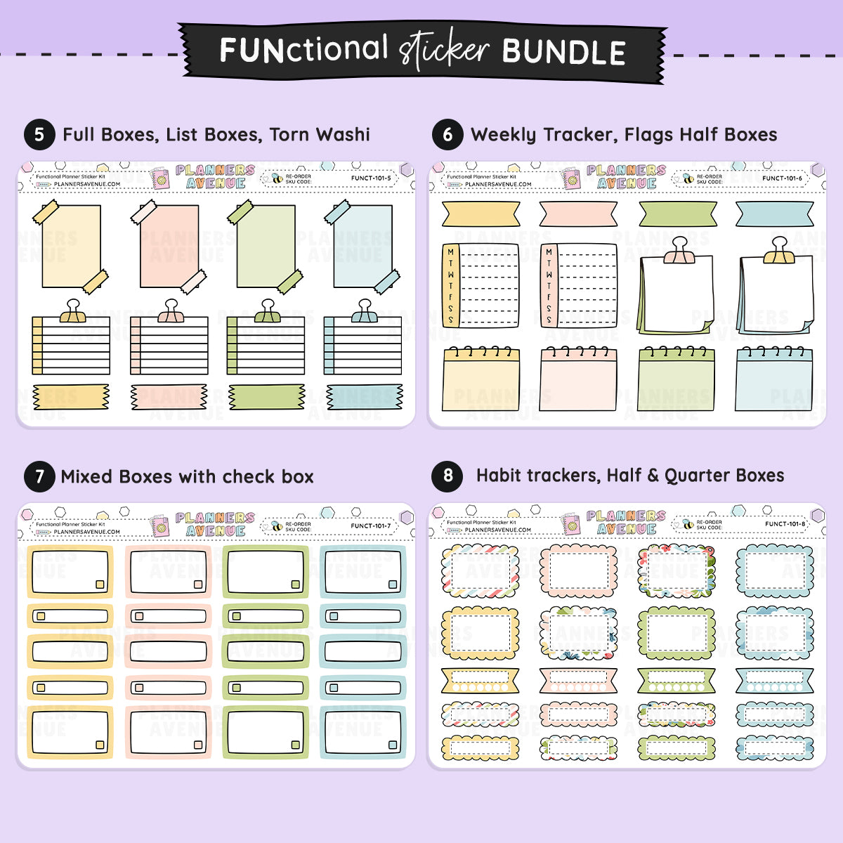 Washi and Tracker Functional Planner Stickers
