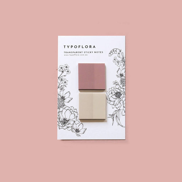 Rose + Almond Square Transparent Sticky Notes