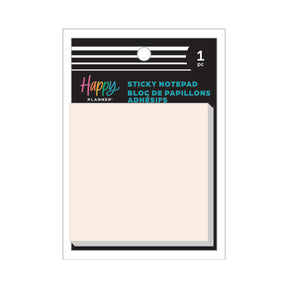 Happy Planner Modern Charm Velum Sticky Notes notepad packaging with a pink sticky note inside