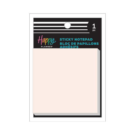 Happy Planner Modern Charm Velum Sticky Notes notepad packaging with a pink sticky note inside