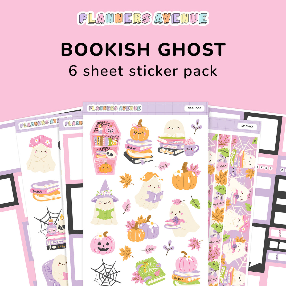 Bookish Halloween Ghosts Sticker Pack