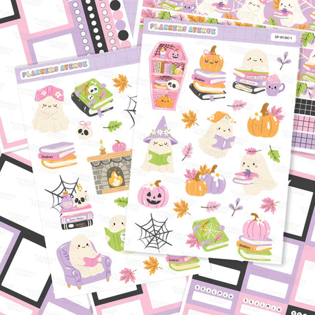 Bookish Halloween Ghosts Sticker Pack sheets