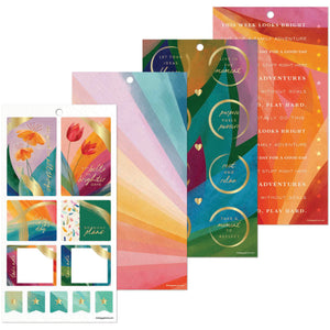 Happy Planner Floral Energy Big Sticker Book of planner stickers with motivational phrases and designs.