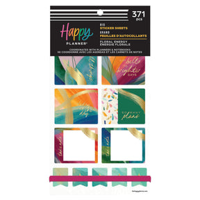Happy Planner sticker sheetsHappy Planner Floral Energy Big Sticker Book with colourful floral designs on a white background
