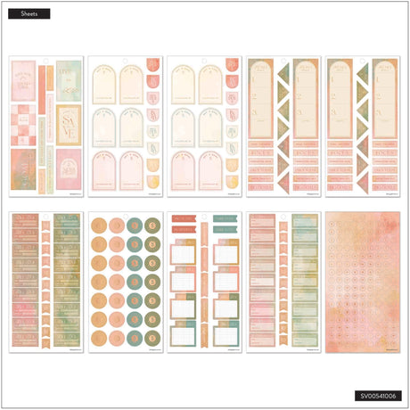 Collection of colorful planner stickers on a white background