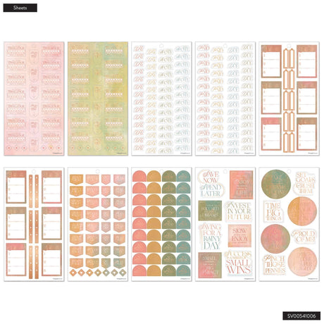 Collection of colorful planner stickers on a white background