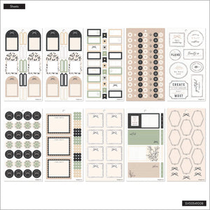 Happy Planner Heritage Charm Classic Sticker Book stickers with various designs on a white background
