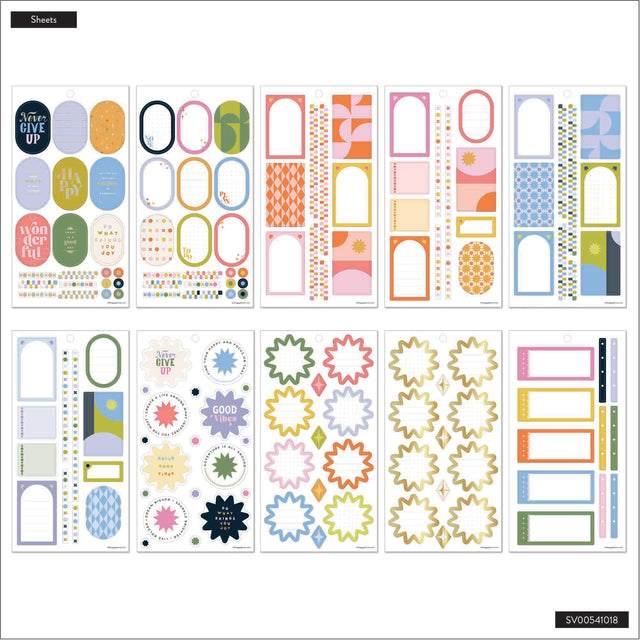 Collection of colorful planner stickers on a white background