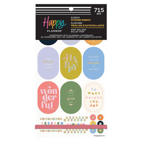 Happy Planner Pop Splash Classic Sticker Book with colorful stickers on a white background