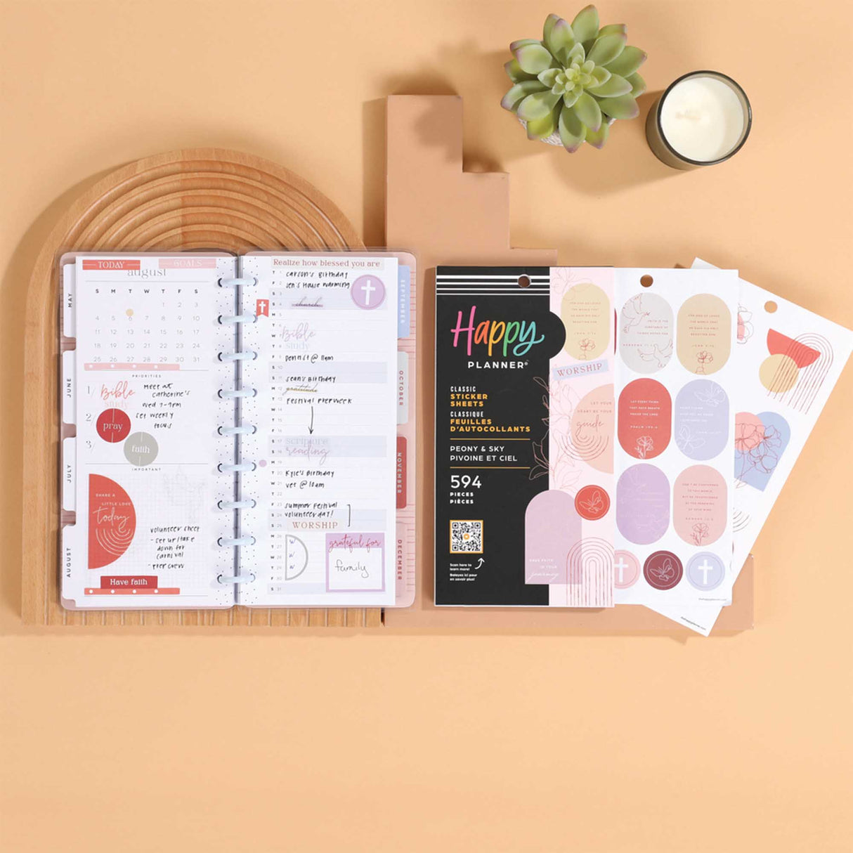 Happy Planner Peony & Sky Faith Classic Sticker Book Value Pack