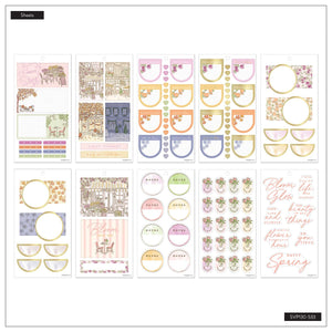 Seasonal Sidewalks Big spring-themed sticker sheets with florals and decorative labels